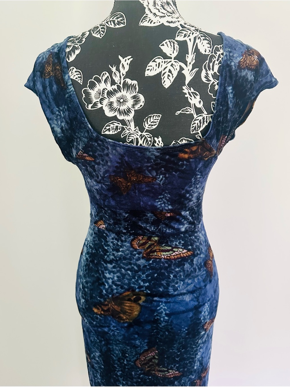 Vintage 90’s Betsey Johnson off the shoulder blue butterfly dress - Picture 7 of 10